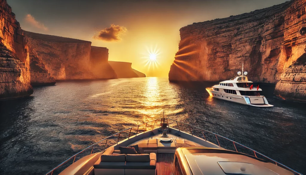 Sunset View from a Yacht near the Dingli Cliffs