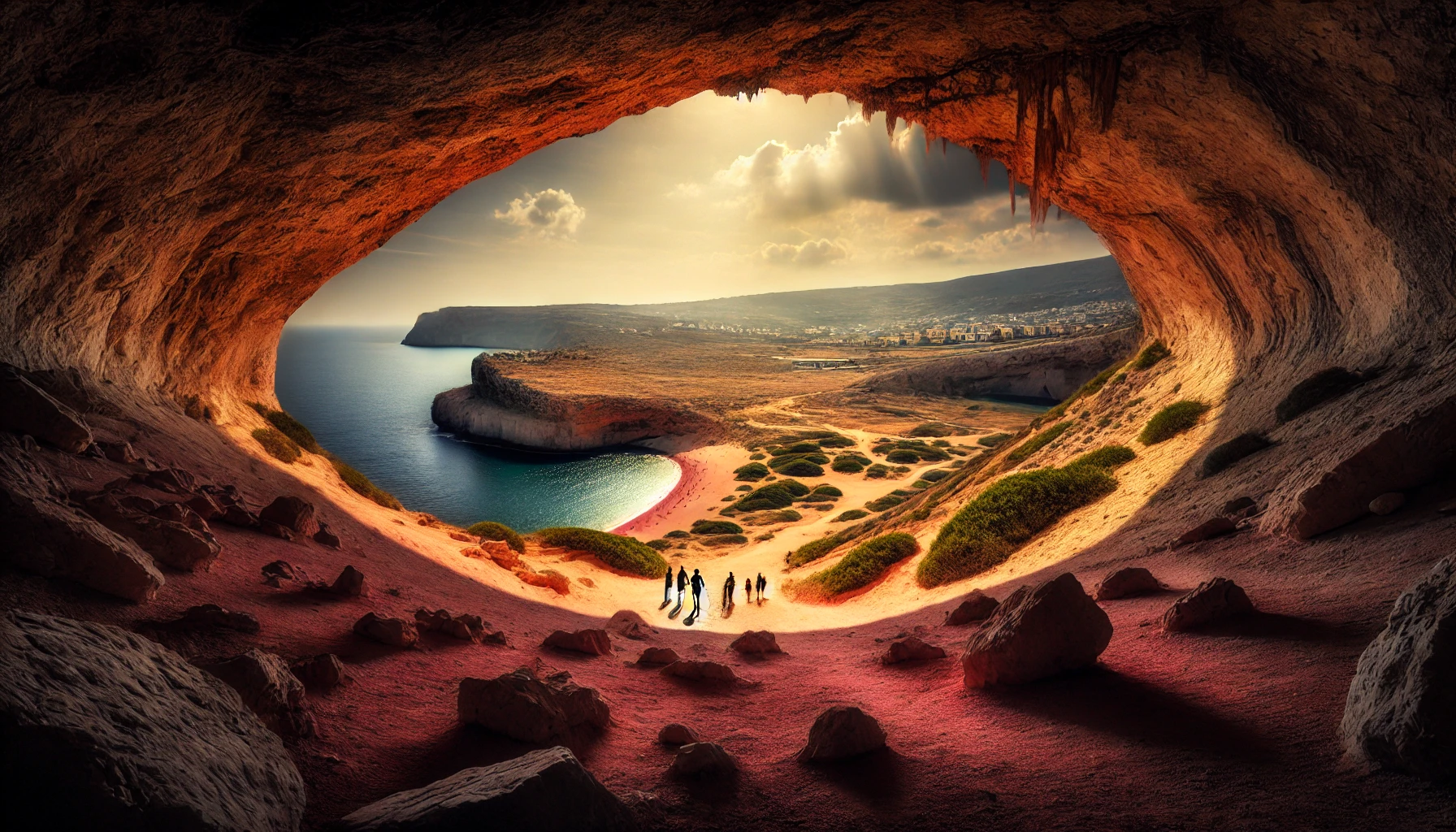 A-view-of-Calypso's-Cave-in-Gozo-overlooking-Ramla-Bay