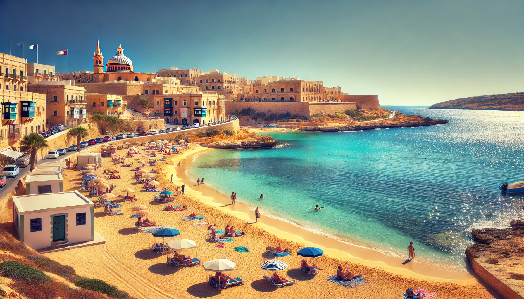 clear-turquoise-waters-a-historic-fortress-and-lively-beachgoers