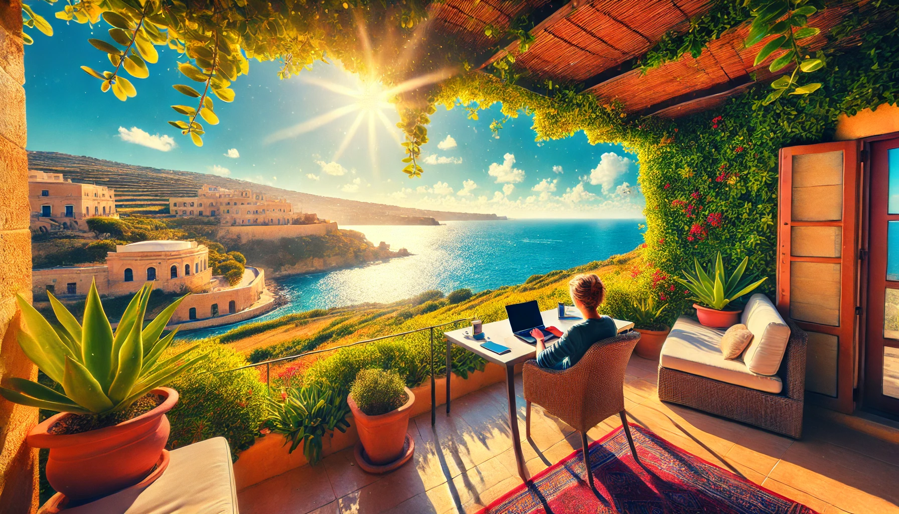 digital-nomad-working-from-a-terrace-in-Malta