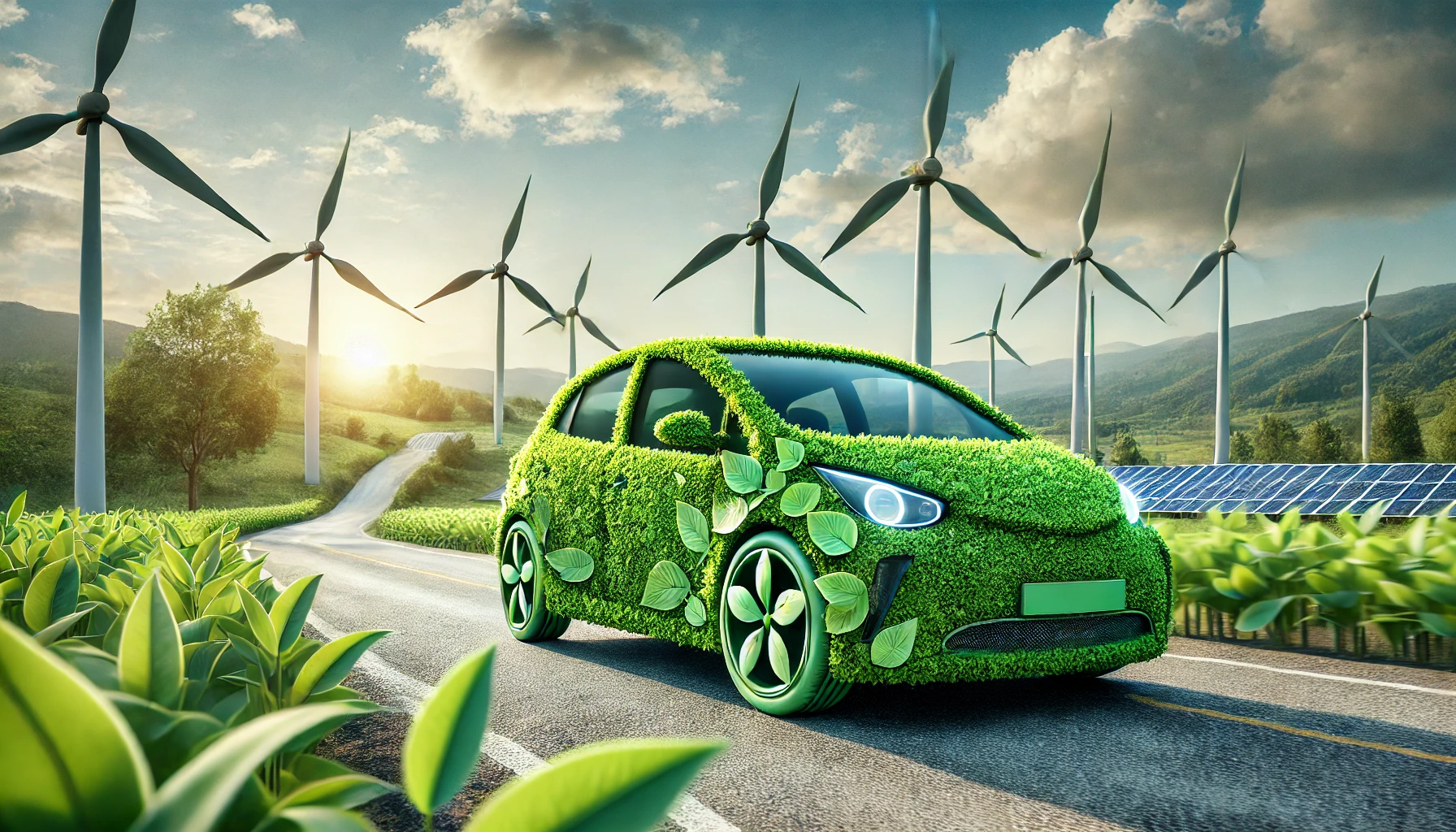 car-made-of-leaves-and-plants